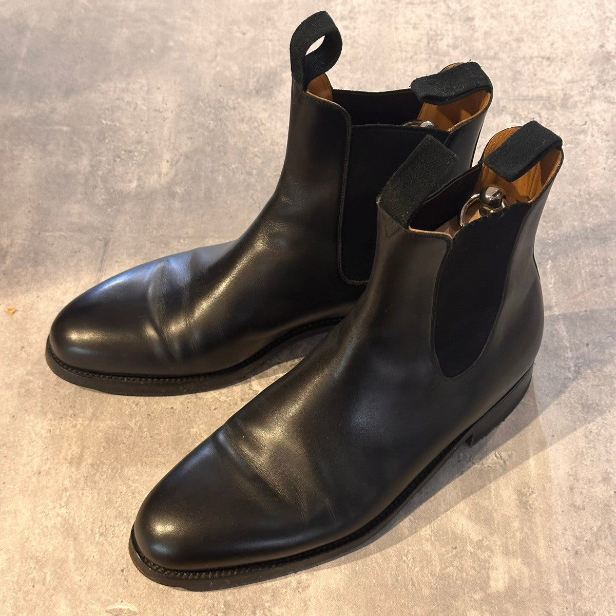 美品【J.M.WESTON】ジェイエムウエストン 705 サイドゴアブーツ チェルシーブーツ ボックスカーフ ブラック サイズUK7.5D 39ラスト