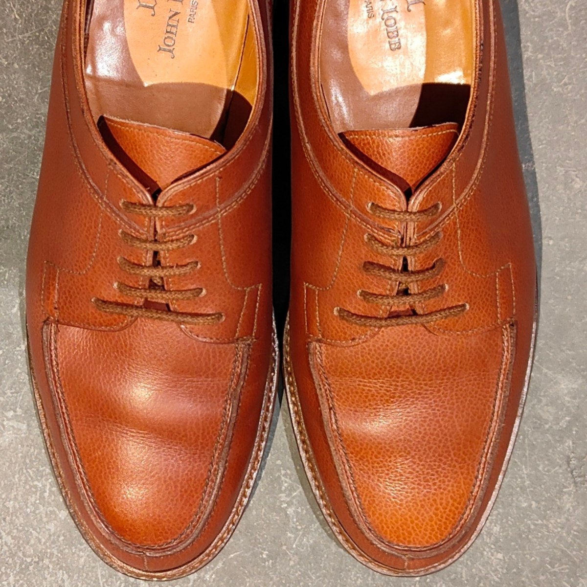 希少 極美品【JOHN LOBB】ジョンロブ PARISロゴ ブッシュ Uチップ グレインレザー ブラウン サイズUK5.5E 292ラスト