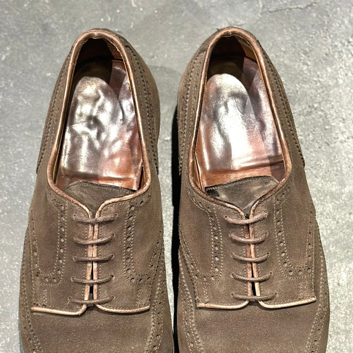 【Crockett & Jones】クロケット&ジョーンズ カーディガン ウイングチップ スエード ブラウン サイズ8E 335ラスト