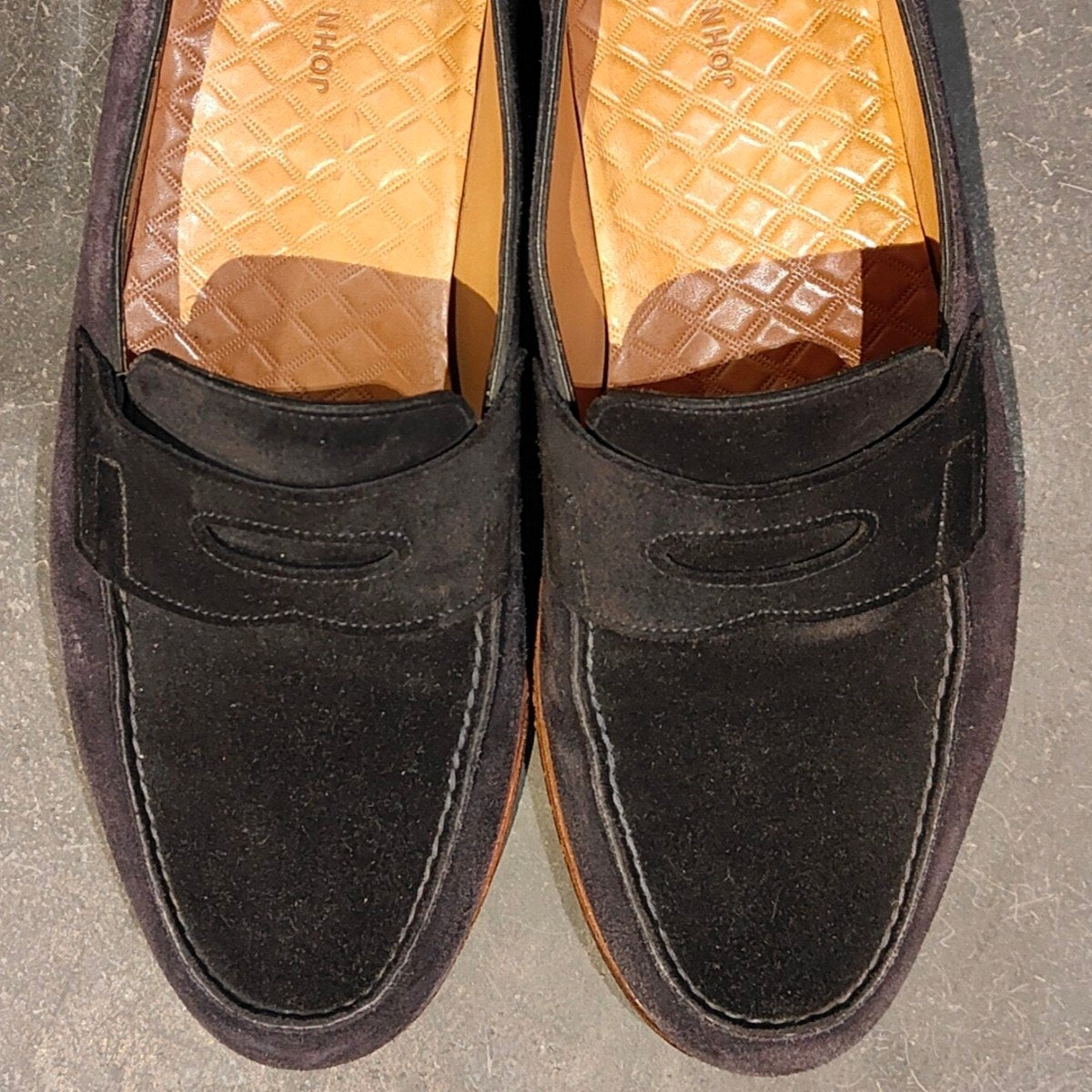 【JOHN LOBB】ジョンロブ ロペス ローファー スエード ネイビーブラックコンビ サイズ UK6E 4395ラスト 参考定価￥283,800-