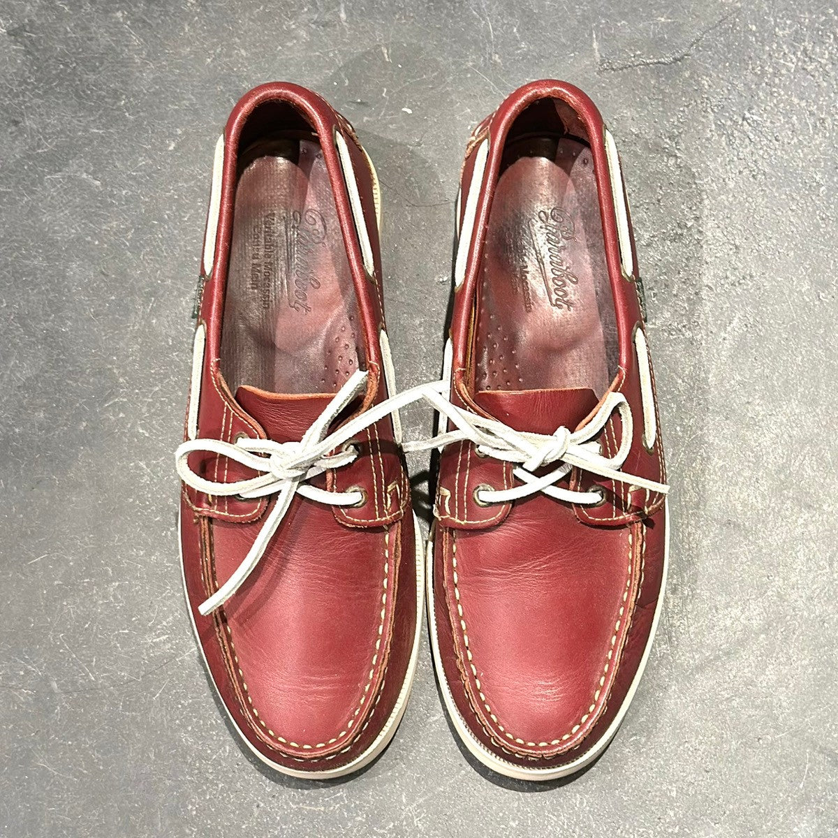 【PARABOOT】パラブーツ 0510 レザーデッキシューズ カーフ バース バーガンディ サイズUK7