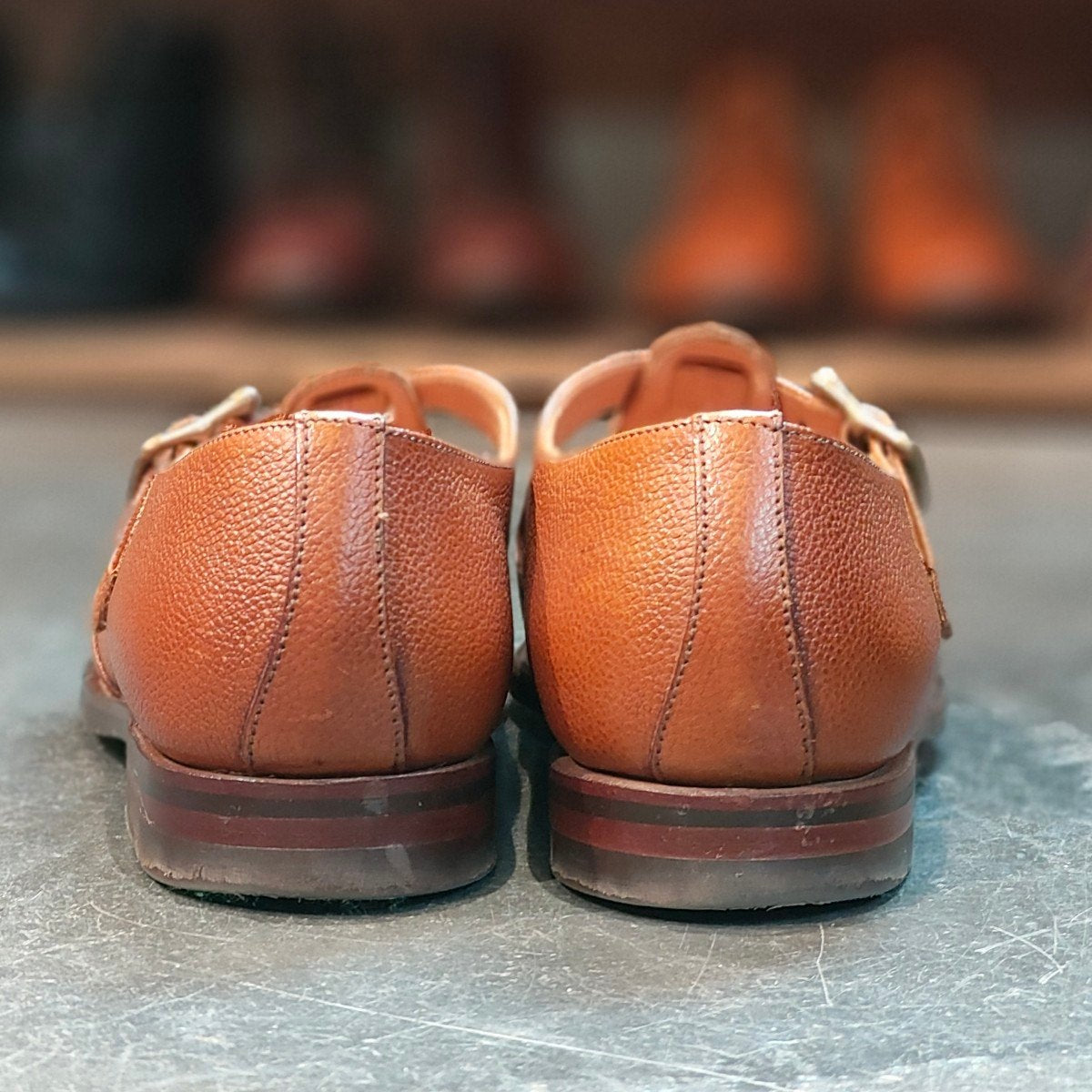 使用数回 【CROCKETT&JONES】クロケット&ジョーンズ フィッシャーマン グルカサンダル グレインレザー ブラウン サイズ UK7E 定価￥112,200-