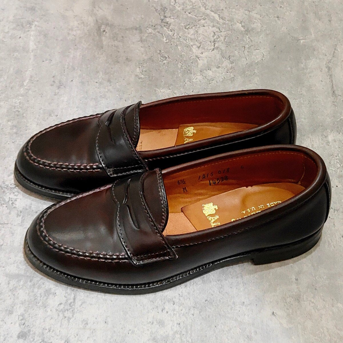 極美品【ALDEN】オールデン 14528 ペニーローファー コードバン ダークバーガンディ レディース サイズUS6.5 バンラスト想定