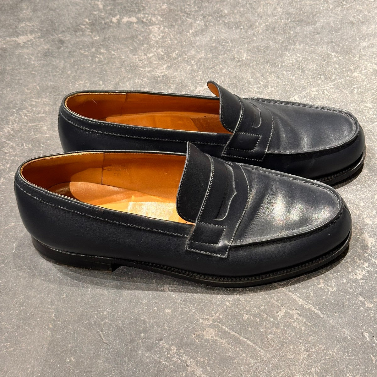 【J.M.WESTON】ジェイエムウエストン 180 シグニチャーローファー ボックスカーフ ネイビー サイズUK7D 41ラスト