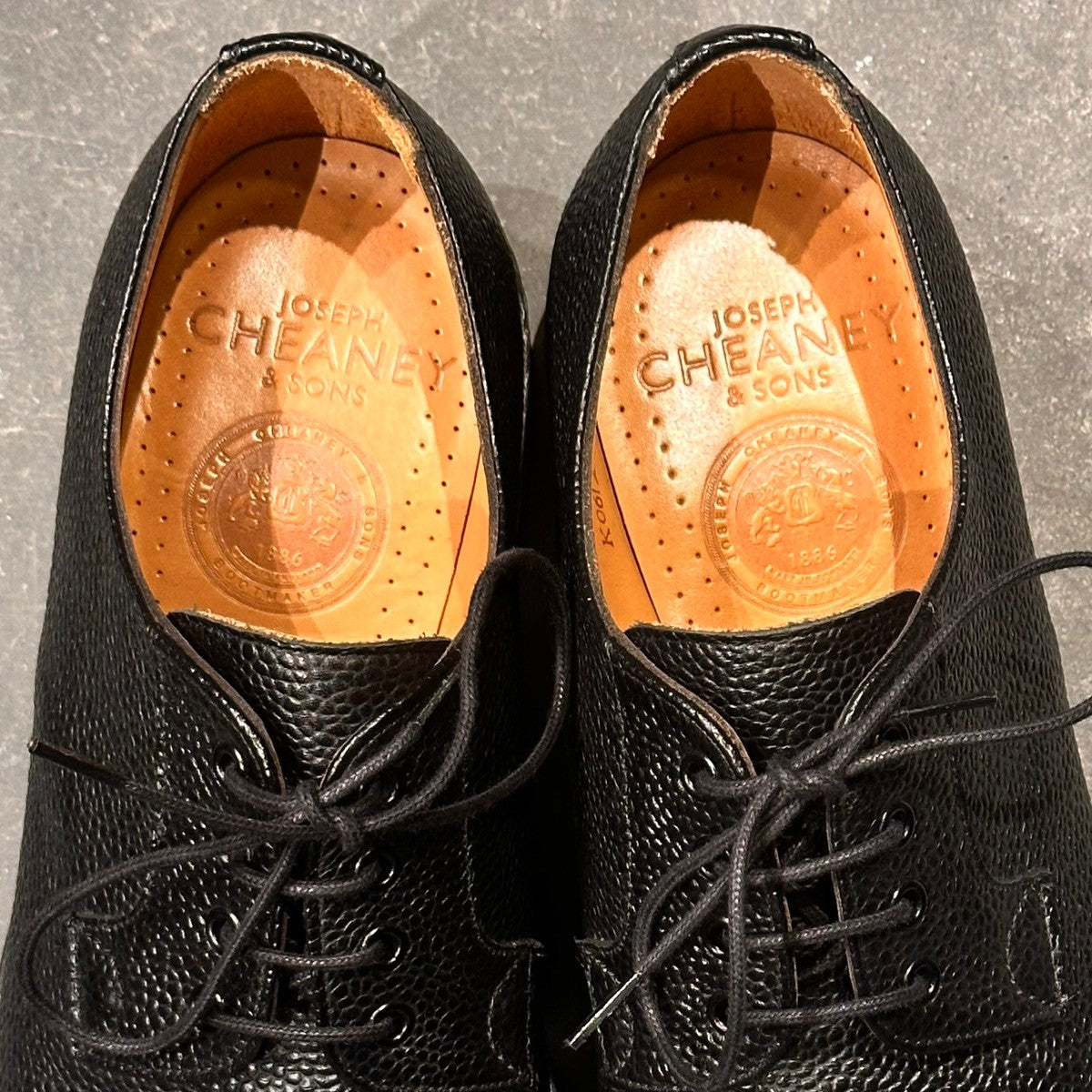 極美品【JOSEPH CHEANEY】ジョセフチーニー 4436 マルバーンC グレインレザー ブラック サイズUK7