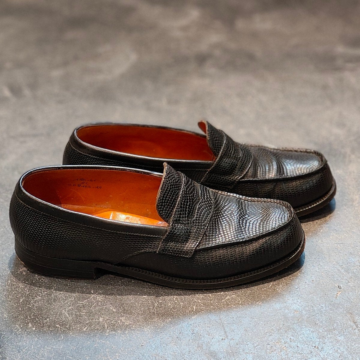 希少 【J.M.WESTON 】ジェイエムウエストン180 シグニチャーローファー リザード 旧旧旧ロゴ ブラック サイズUK5C 41ラスト 参考定価￥363,000-