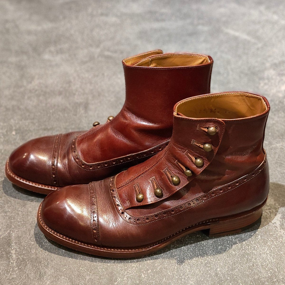 【chausser】ショセ ボタンブーツ C-7039 カーフ ブラウン サイズ25