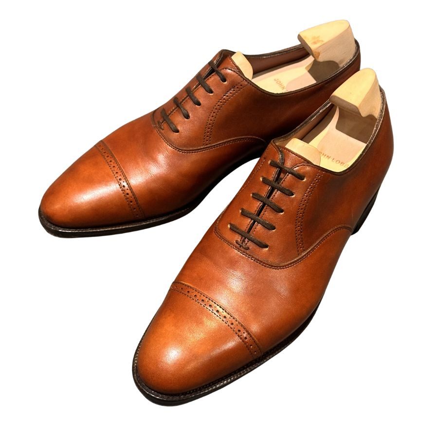 【JOHN LOBB】ジョンロブ レザーシューズ フィリップ2 パンチドキャップトゥ カーフ 7000ラスト ブラウン メンズ サイズUK6E Philip II