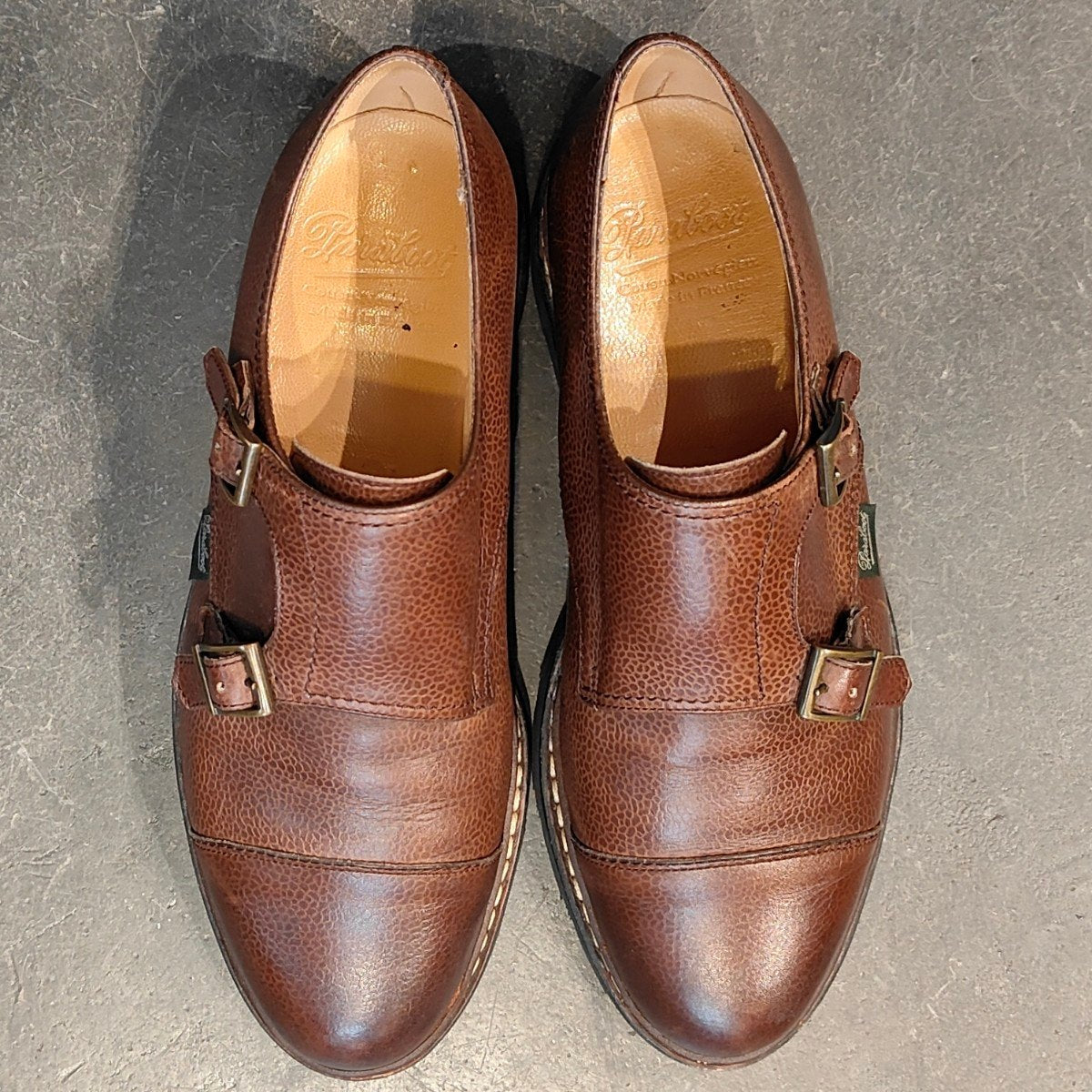 美品 【Paraboot】パラブーツ ウィリアム ダブルモンク グレインレザー ダークブラウン サイズ UK7 参考定価￥101,200-