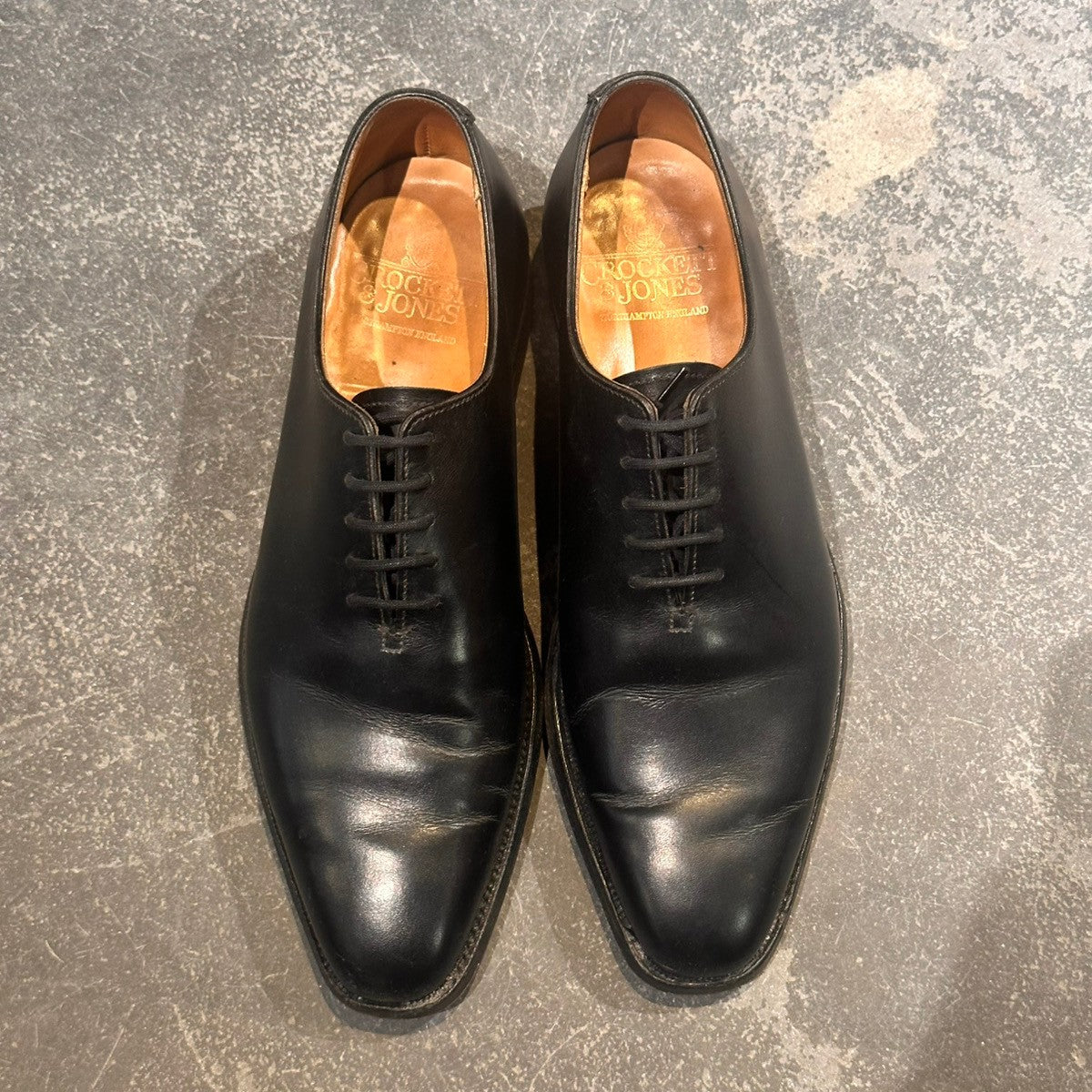 【CROCKETT&JONES】クロケット&ジョーンズ アレックス ホールカット カーフ ブラック サイズUK5.5E