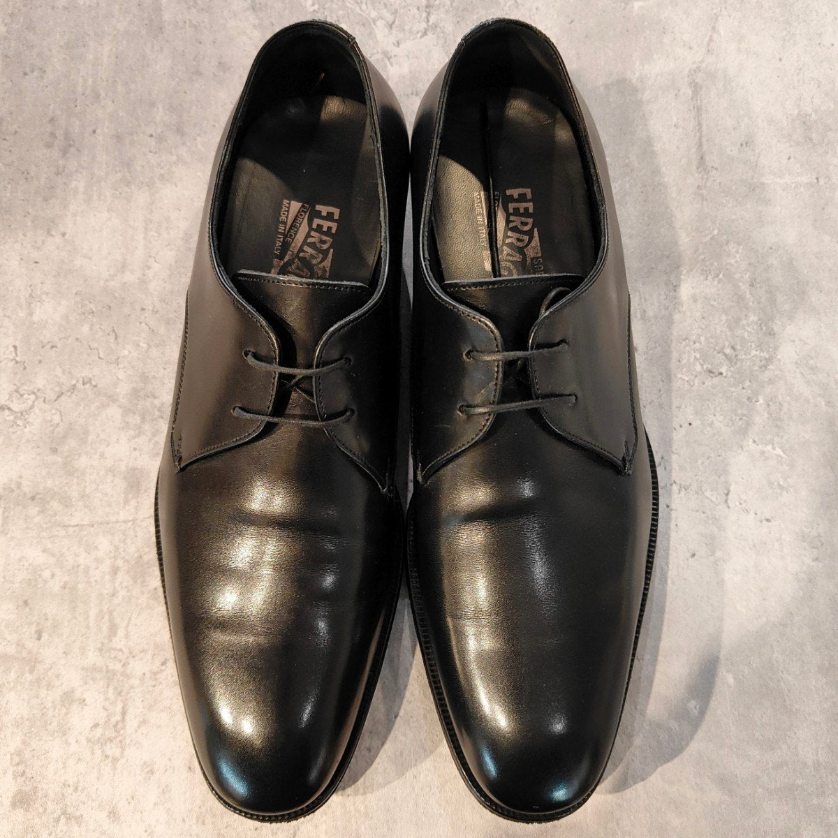極美品【Salvatore Ferragamo】サルヴァトーレフェラガモ 48022 プレーントゥ カーフ ブラック サイズUK6.5EE
