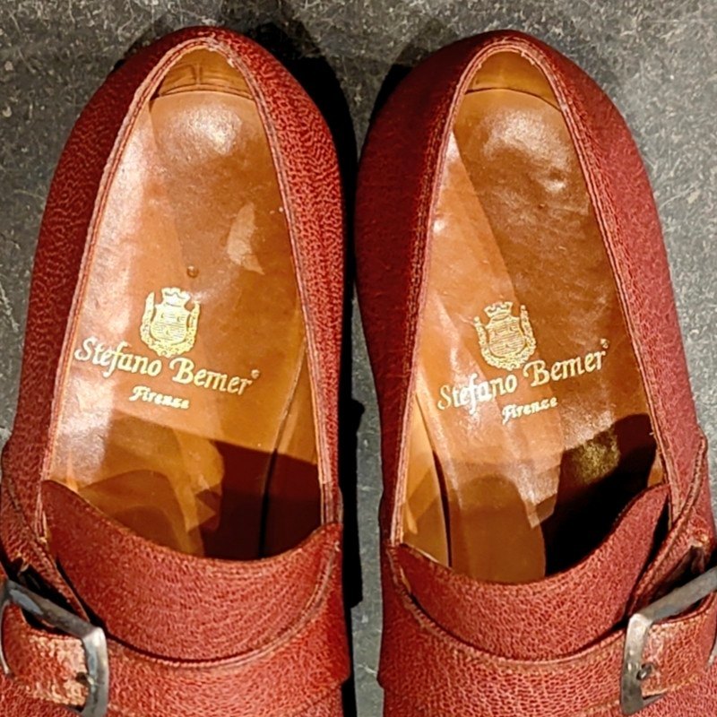 希少 美品【Stefano Bemer】ステファノベーメル シングルモンク グレインレザー ボルドー サイズ 40