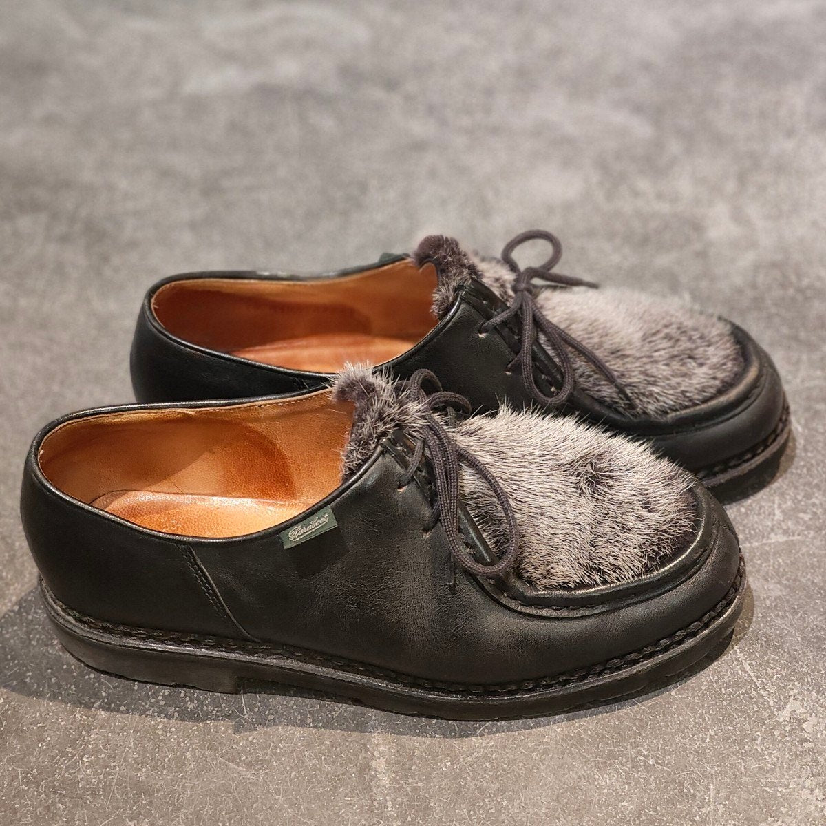 希少 極美品【PARABOOT】パラブーツ ミカエル  ヴィゾン（ミンク） チロリアンシューズ リスレザー ブラック サイズ40.5