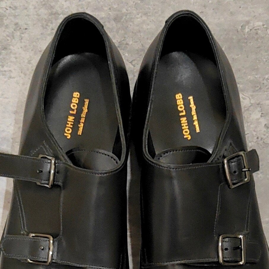 未使用品【JOHN LOBB】ジョンロブ ウィリアム ダブルモンク カーフ ブラック サイズUK7.5