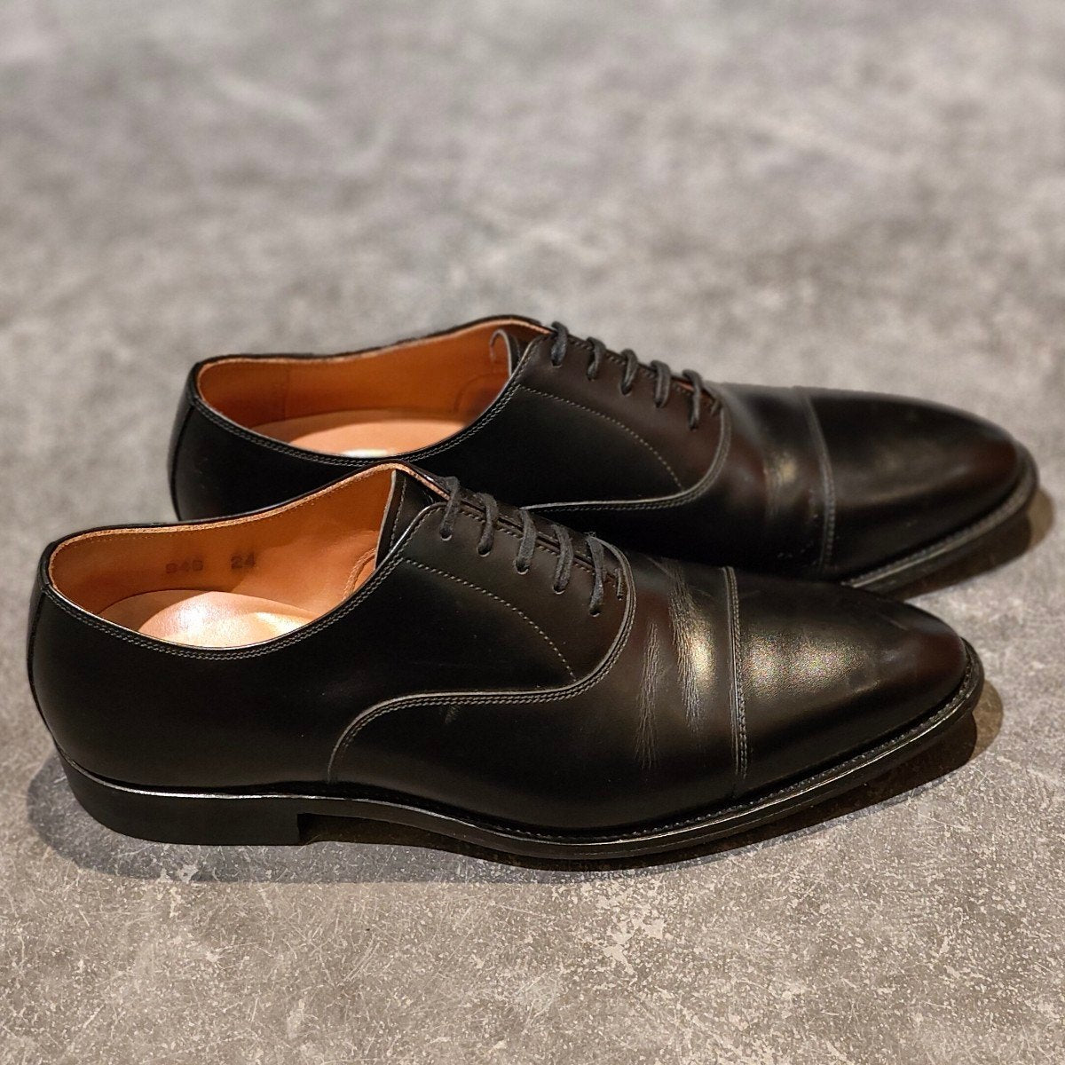 極美品【SCOTCH GRAIN】スコッチグレイン 946 インペリアル ストレートチップ カーフ ブラック サイズ 24.0 参考定価￥66,000-