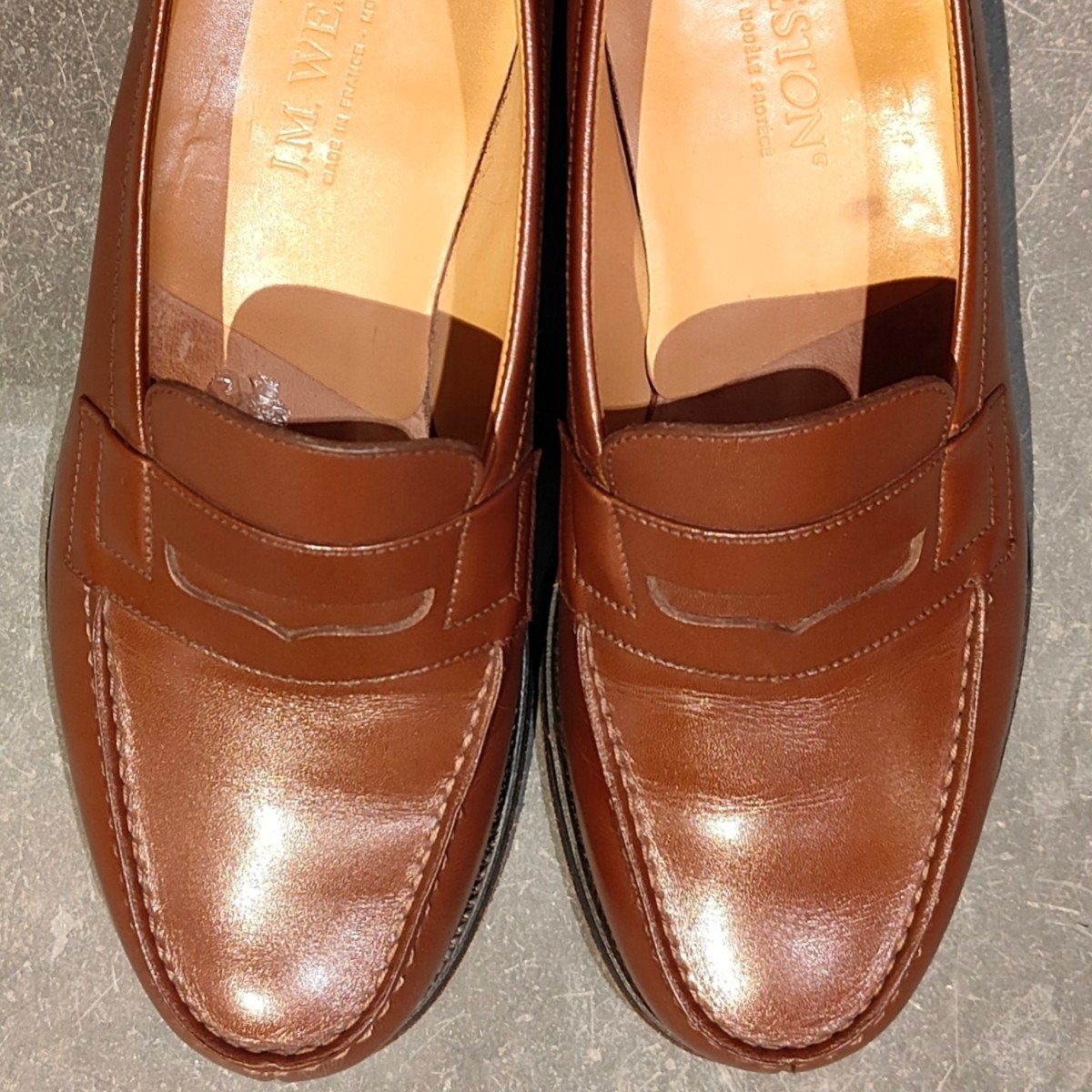 美品【J.M.WESTON】ジェイエムウエストン 180 シグニチャーローファー ボックスカーフ タンブラウン サイズUK5.5D 41ラスト