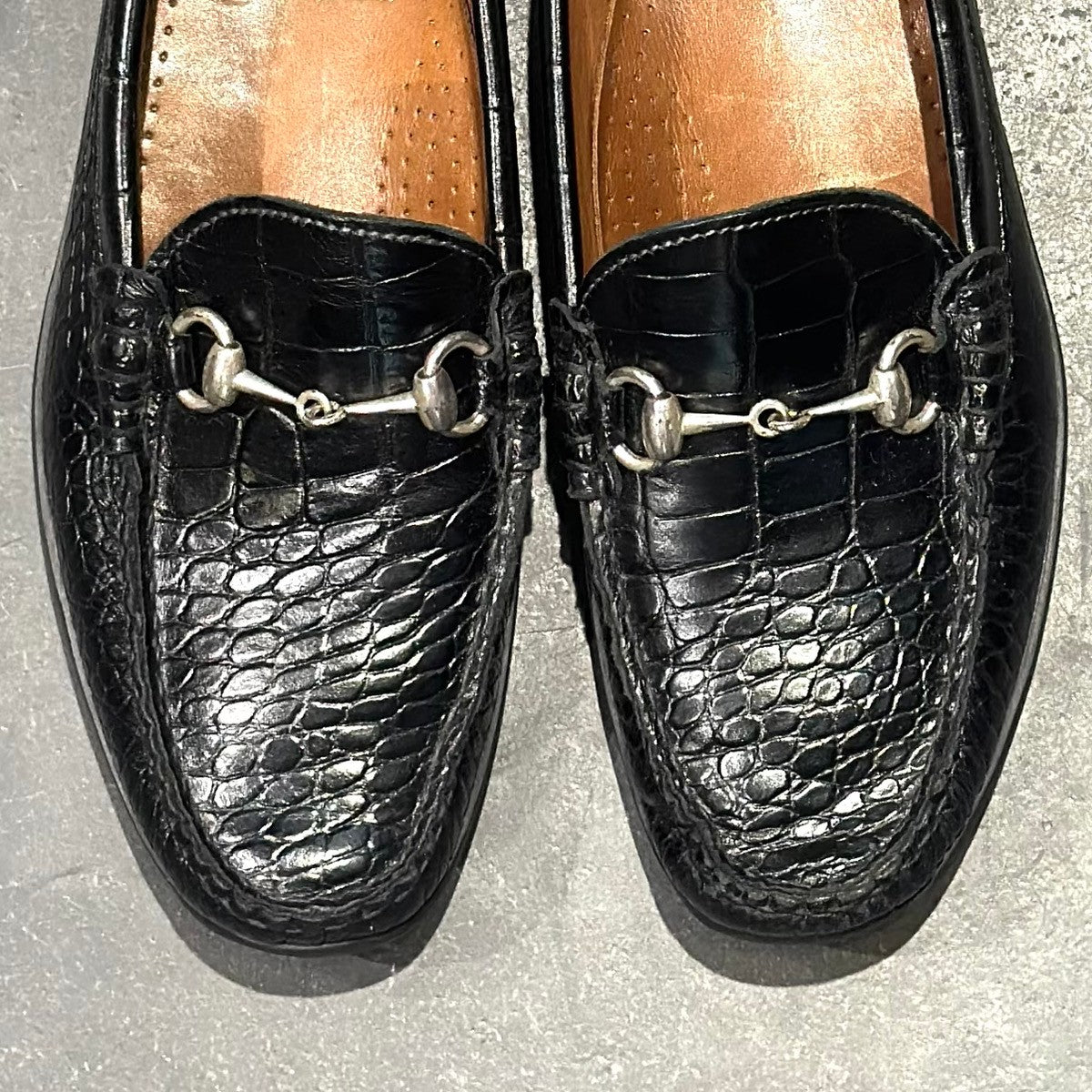 極美品【ALLEN EDMONDS】アレンエドモンズ 42110 ビットローファー クロコ型押し ブラック サイズ 7.5D