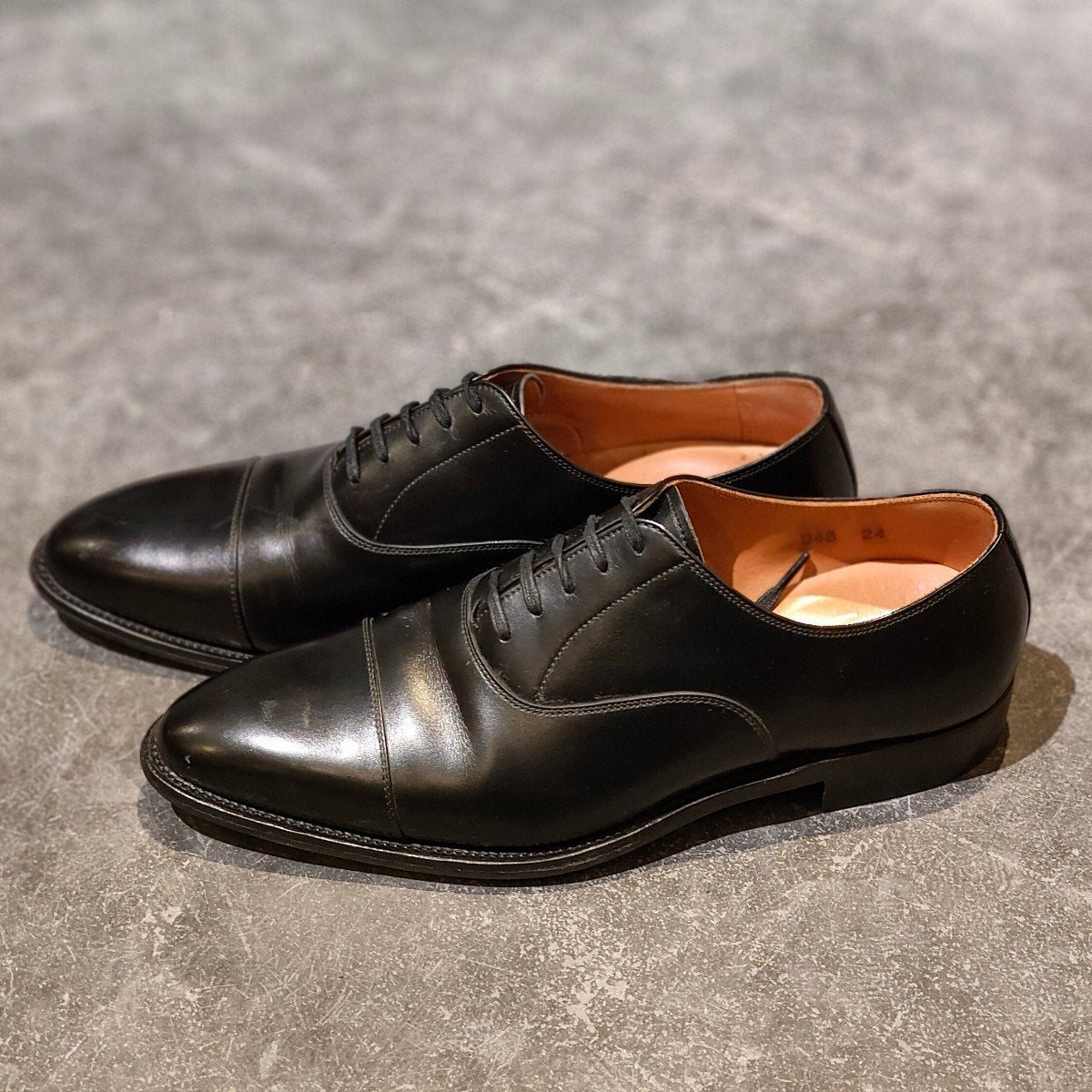 極美品【SCOTCH GRAIN】スコッチグレイン 946 インペリアル ストレートチップ カーフ ブラック サイズ 24.0 参考定価￥66,000-