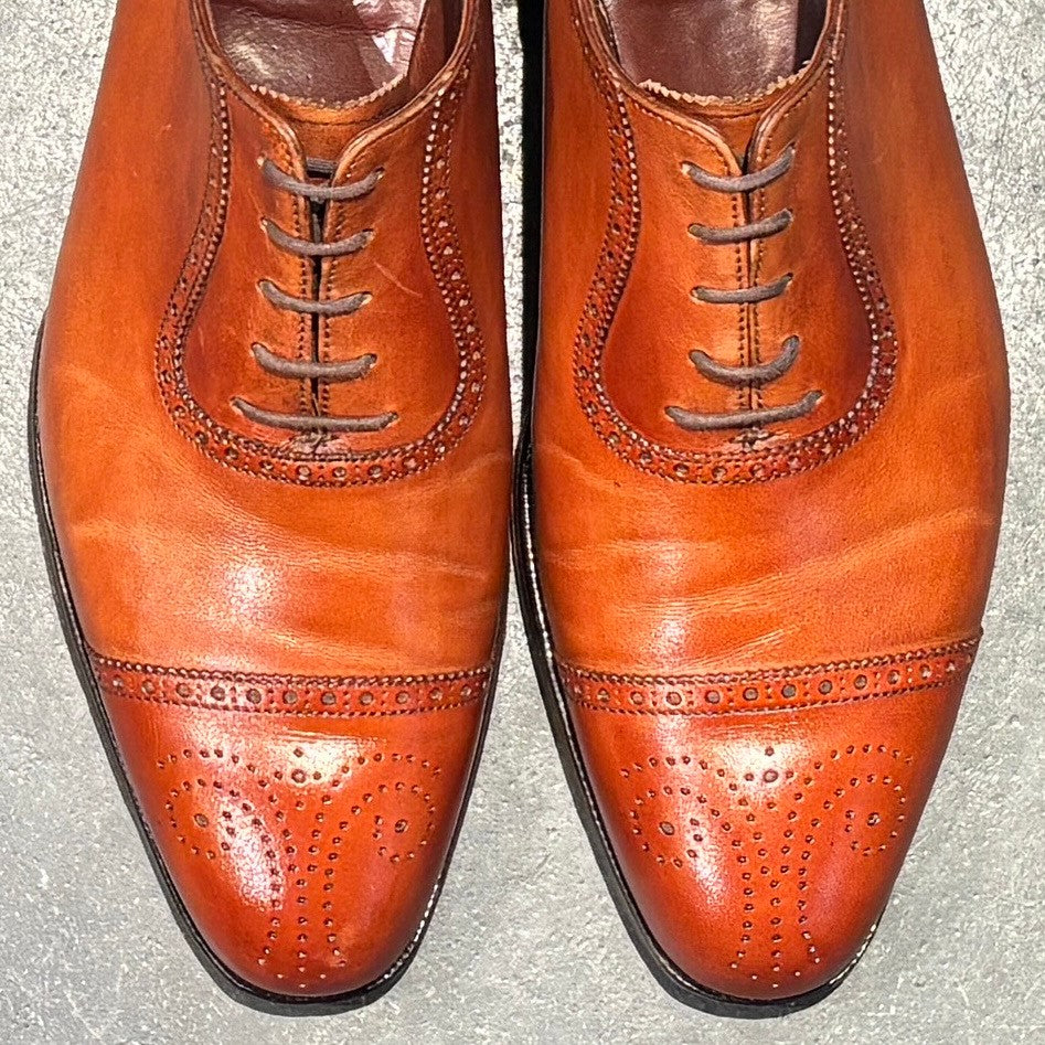 【Crockett&Jones】クロケット&ジョーンズ レザーシューズ アルビオン セミブローグ カーフ ブラウン サイズUK7.5E