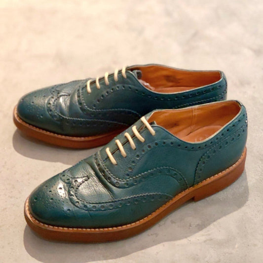 希少 美品【Church´s】チャーチ ダウントン シカ革 ターコイズ サイズUK70H 81ラスト