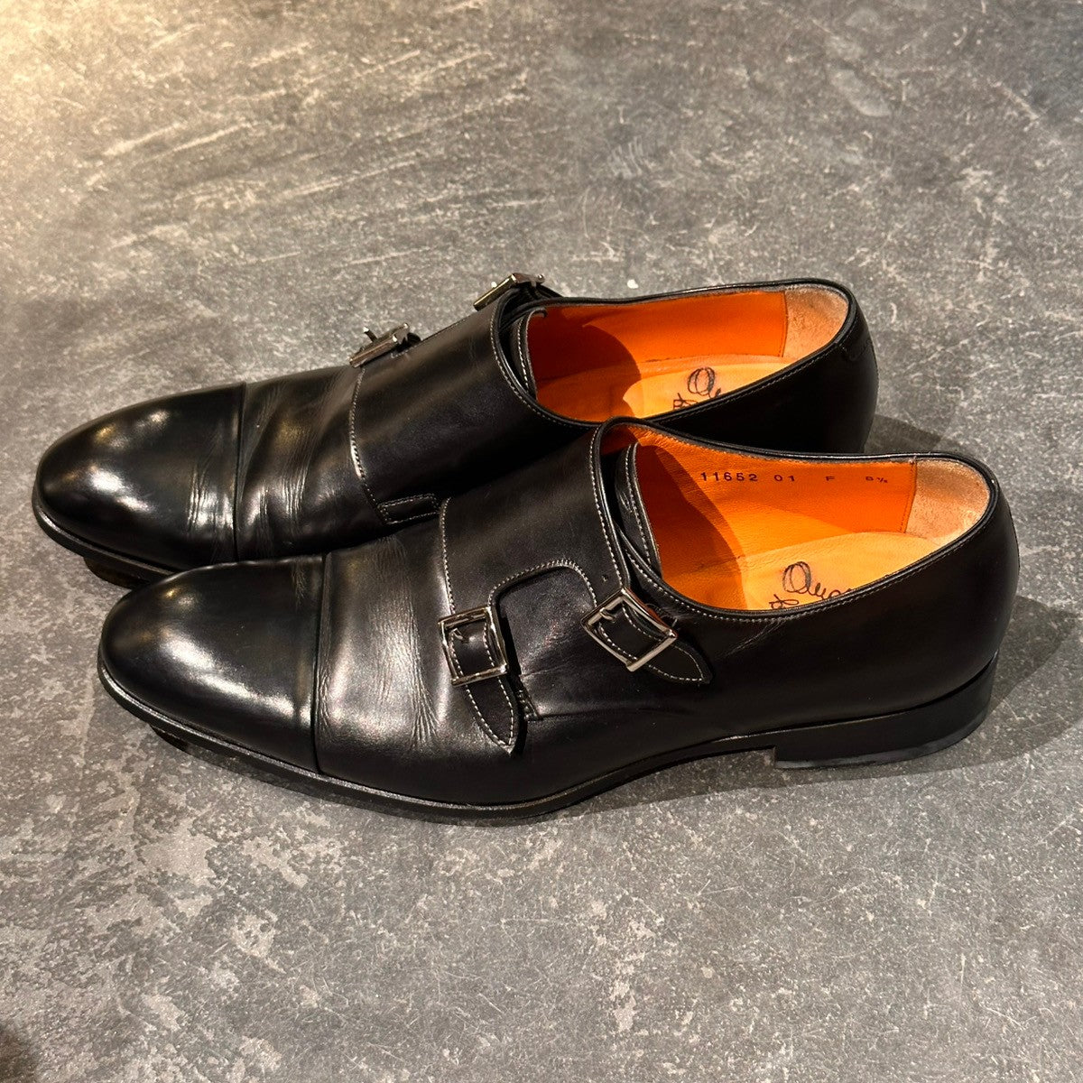 【santoni】サントーニ 11652 ダブルモンク カーフ ブラック サイズUK8.5