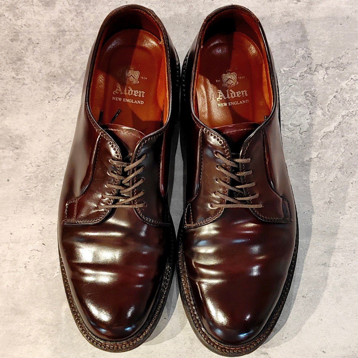 希少 美品【ALDEN】オールデン 990C プレーントゥ コードバン ダークバーガンディ サイズ US7.5E バリーラスト 参考定価 ALDEN990￥236,500-