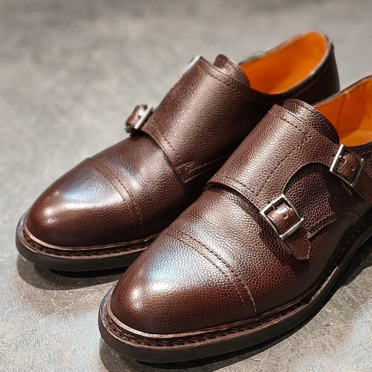 使用数回【Paraboot】パラブーツ POE ポー ダブルモンク グレインレザー ブラウン サイズ UK6 参考定価￥96,800-