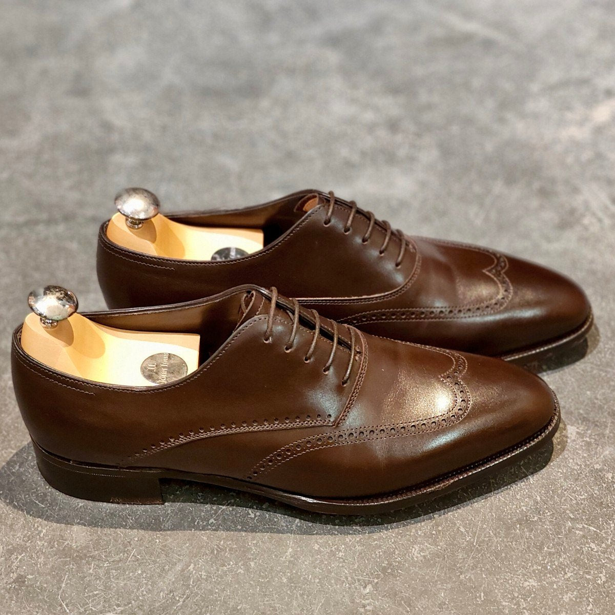 希少 使用数回【JOHN LOBB】ジョンロブ プレステージライン ハットン ウイングチップ カーフ ダークブラウン サイズUK6.5E 7000ラスト