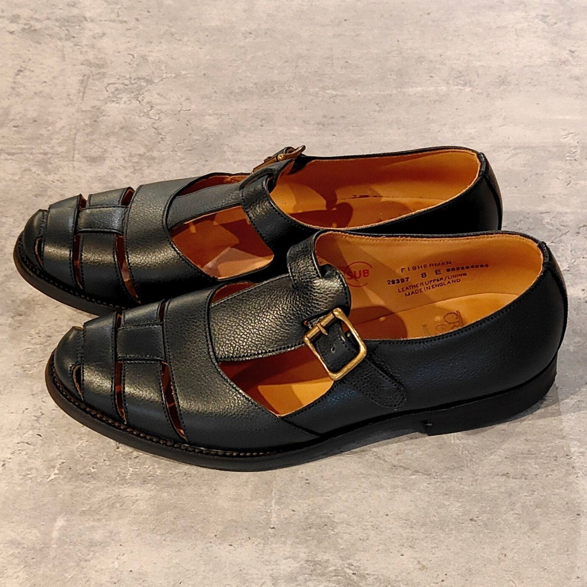 試着程度【クロケット＆ジョーンズ】CROCKETT&JONES フィッシャーマン SUBS グルカサンダル グレインレザー ネイビー サイズUK8E 314ラスト