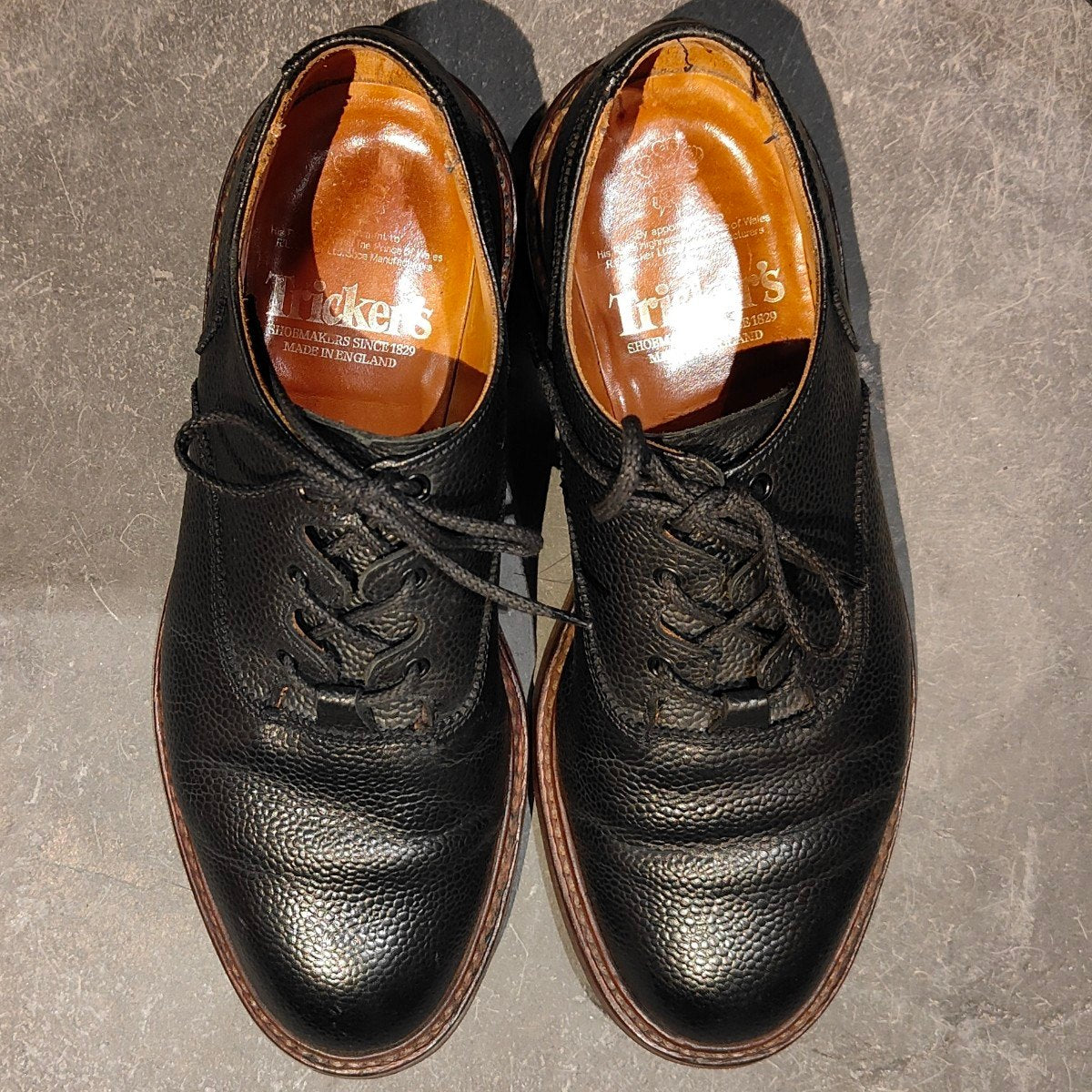 美品【Tricker’s】トリッカーズ M7659 ギリー グレインレザー ブラック サイズUK7.5