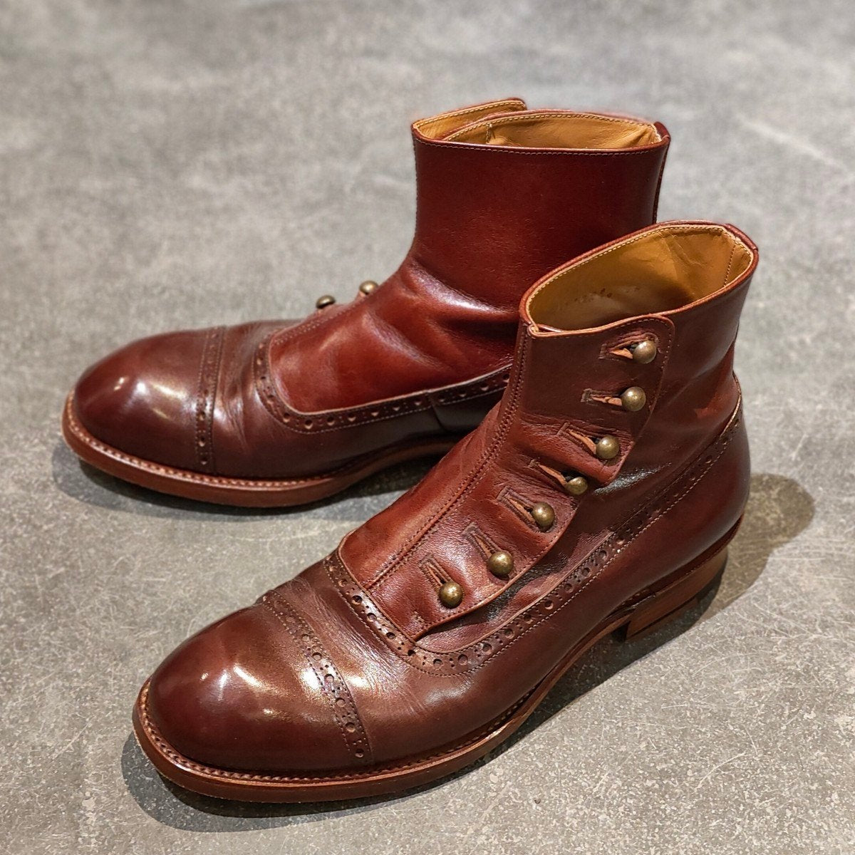 【chausser】ショセ ボタンブーツ C-7039 カーフ ブラウン サイズ25