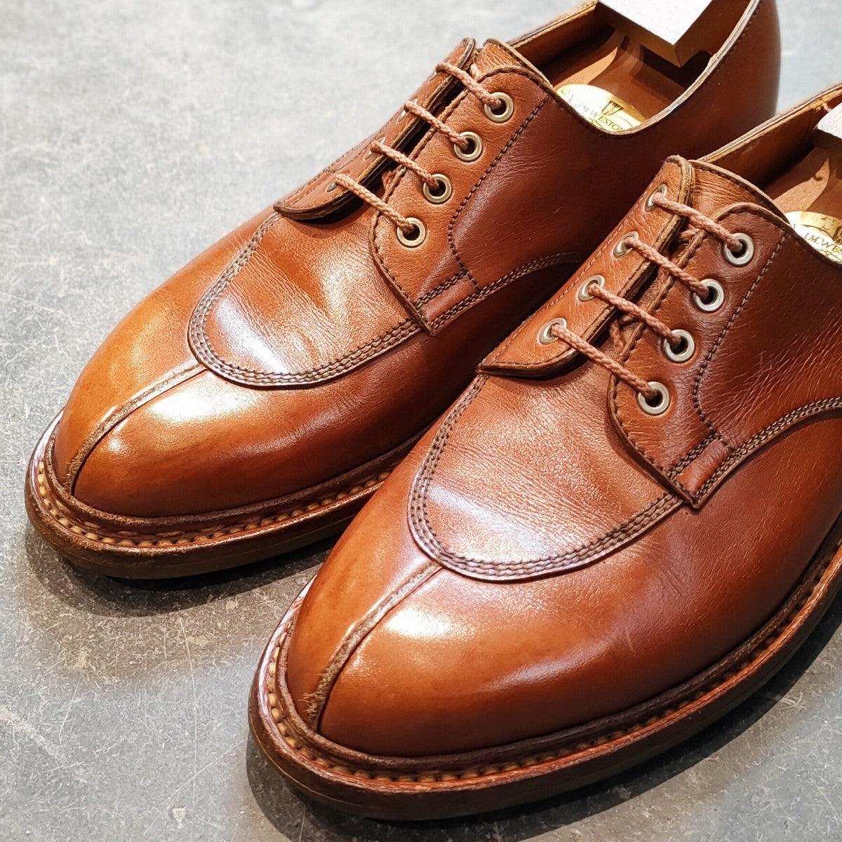 希少 美品【J.M.WESTON】ジェイエムウエストン 597 旧旧ロゴ Uチップ カーフ タンブラウン サイズUK6.5D 22ラスト