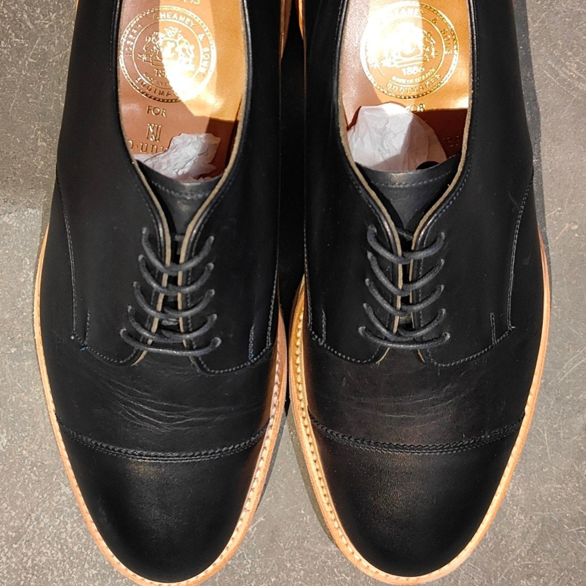 美品【JOSEPH CHEANEY】ジョセフチーニー HARTWELL ナノユニバース別注 キャップトウダービー カーフ ネイビー サイズUK8F