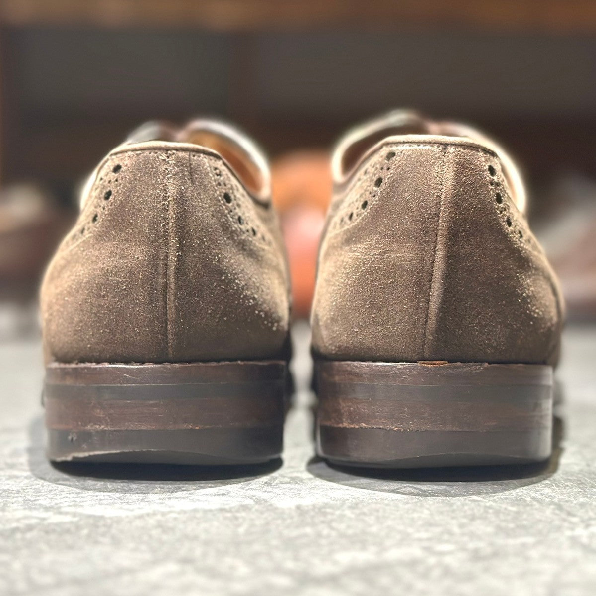 【Crockett & Jones】クロケット&ジョーンズ カーディガン ウイングチップ スエード ブラウン サイズ8E 335ラスト