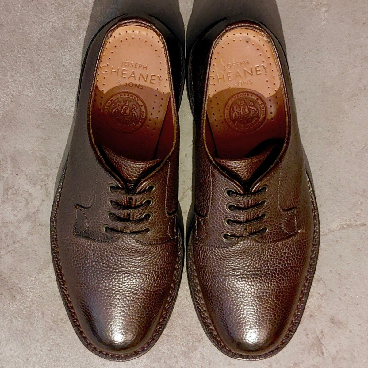 美品【JOSEPH CHEANEY】ジョセフチーニー 4436 マルバーンC プレーントゥ グレインレザー ダークブラウン メンズ サイズUK5.5 4436ラスト