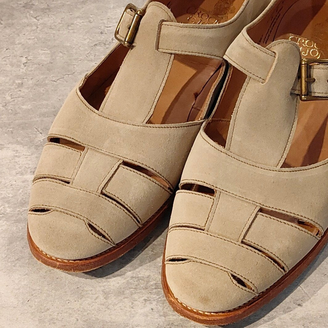 【CROCKETT&JONES】クロケット＆ジョーンズ フィッシャーマン SUBS グルカサンダル スエード ベージュ サイズUK8E 314ラスト