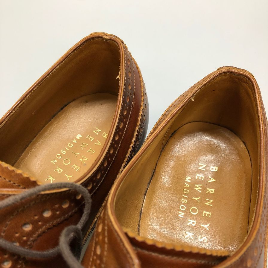 【BARNEYS NEWYORK】バーニーズ ニューヨーク レザーシューズ ウイスキー コードバン ウィングチップ 外羽根 ブラウン メンズ サイズ7 MADISON