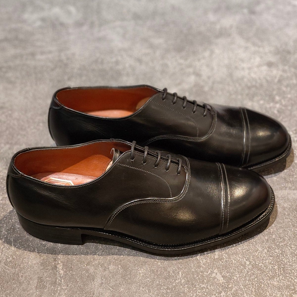 希少 試着程度【CROCKETT&JONES】クロケット&ジョーンズ 旧ロゴ キャップトゥオックスフォード  ブラック サイズUK6G
