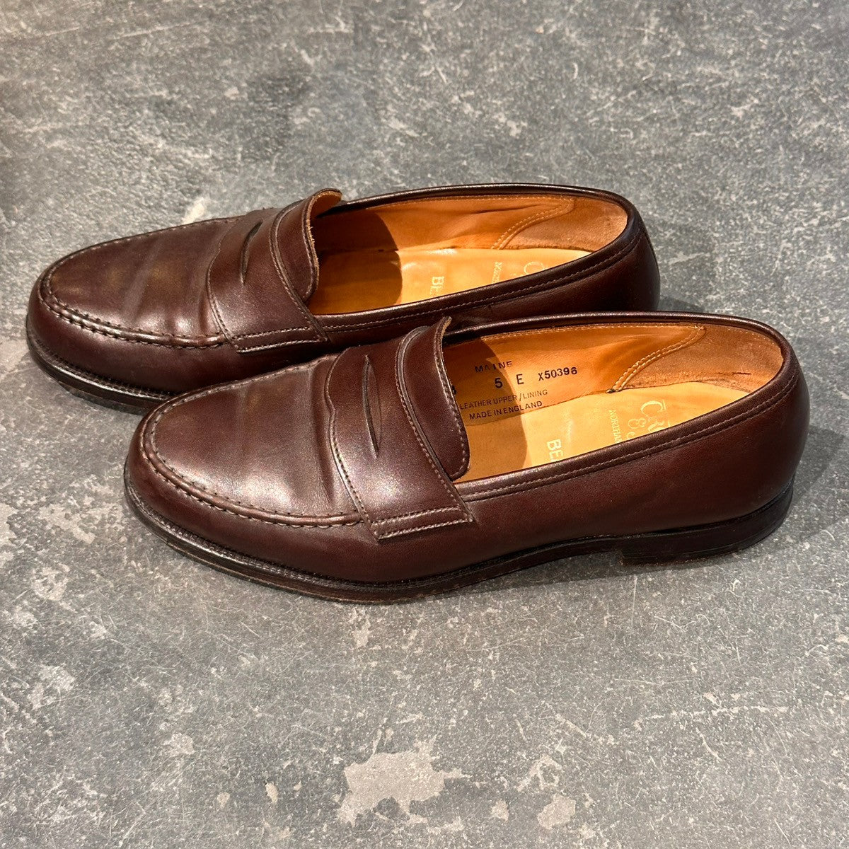 【CROCKETT&JONES】クロケット&ジョーンズ MAINE ビームスF別注 カーフ ダークブラウン サイズUK5E 376ラスト