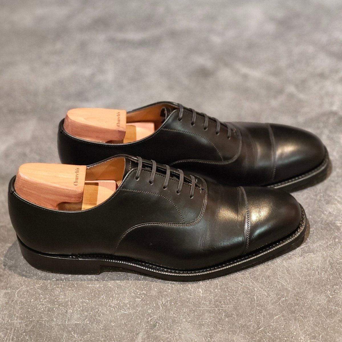 使用数回 【Church's】チャーチ コンサル ストレートチップ カーフ ブラック サイズ UK60F 173ラスト 参考定価￥181,500-