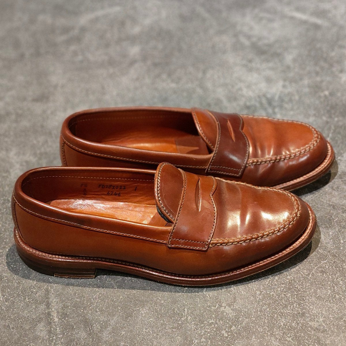 希少 美品【ALDEN】オールデン H.Stockton別注 6746 ペニーローファー コードバン ウイスキー サイズUS8.5D バンラスト
