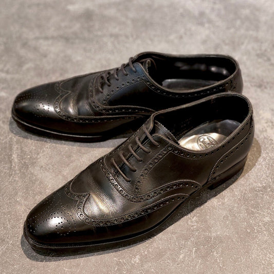 美品【CROCKETT&JONES】クロケット＆ジョーンズ クリフォード ウイングチップ ブラック カーフ ブラウン サイズUK6.5D