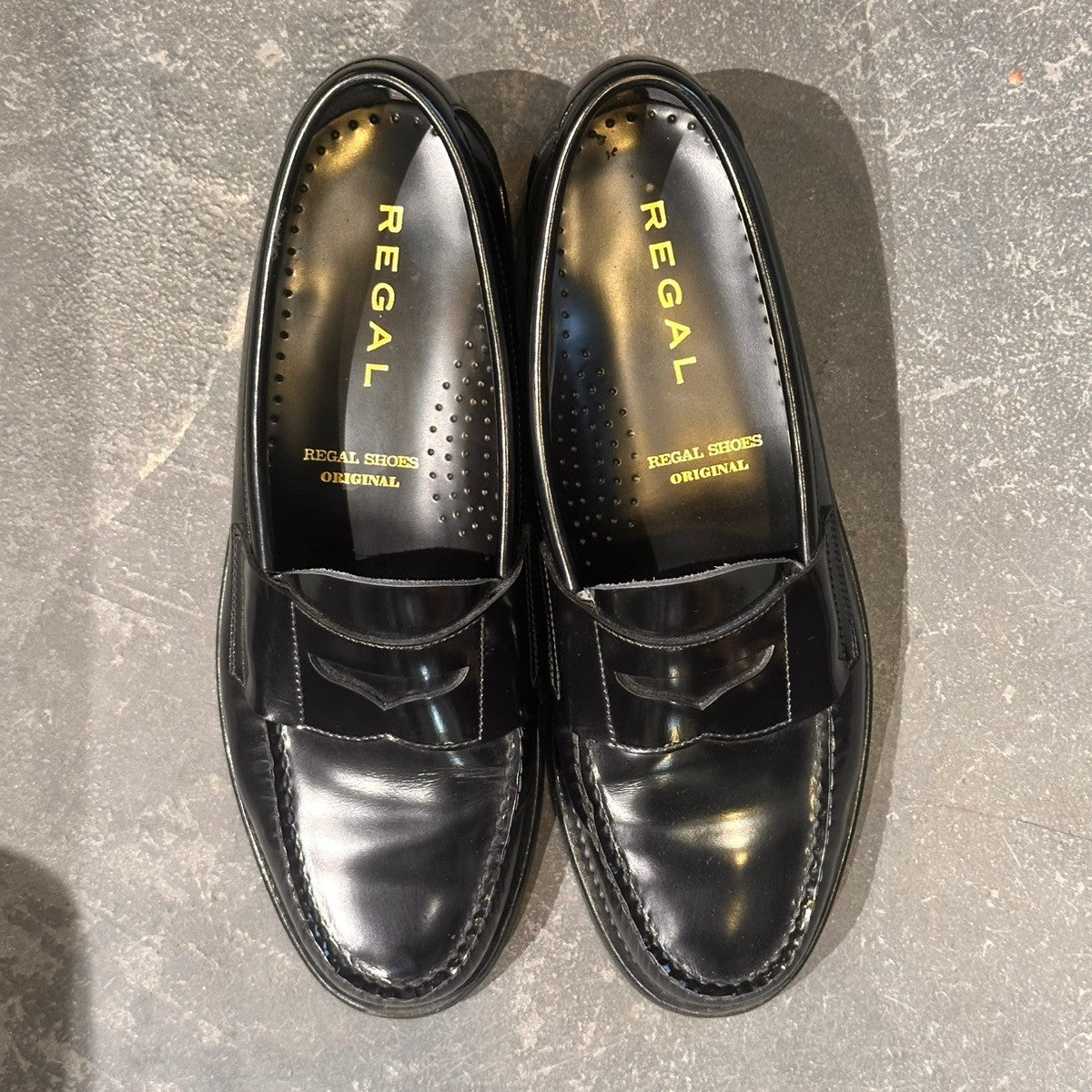 極美品【REGAL】リーガル W54B コインローファー パテントレザー ブラック サイズ25.5cm