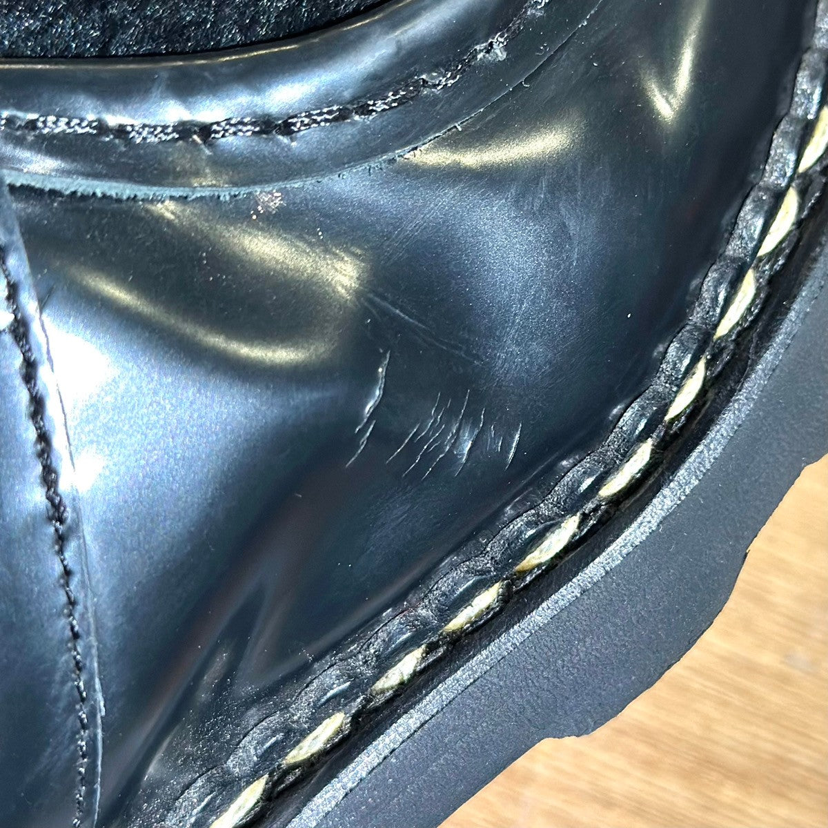 【Paraboot】パラブーツ ミカエルブリッド チロリアン シングルモンク ラビットファー ガラスレザー ブラック レディース サイズUK3.5