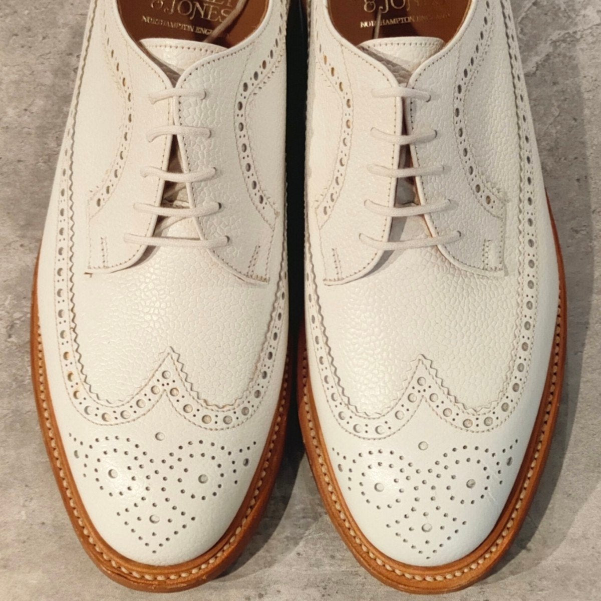 未使用品【CROCKETT&JONES】クロケット＆ジョーンズ チェビオット SUBS LWB グレインレザー ホワイト サイズUK8E