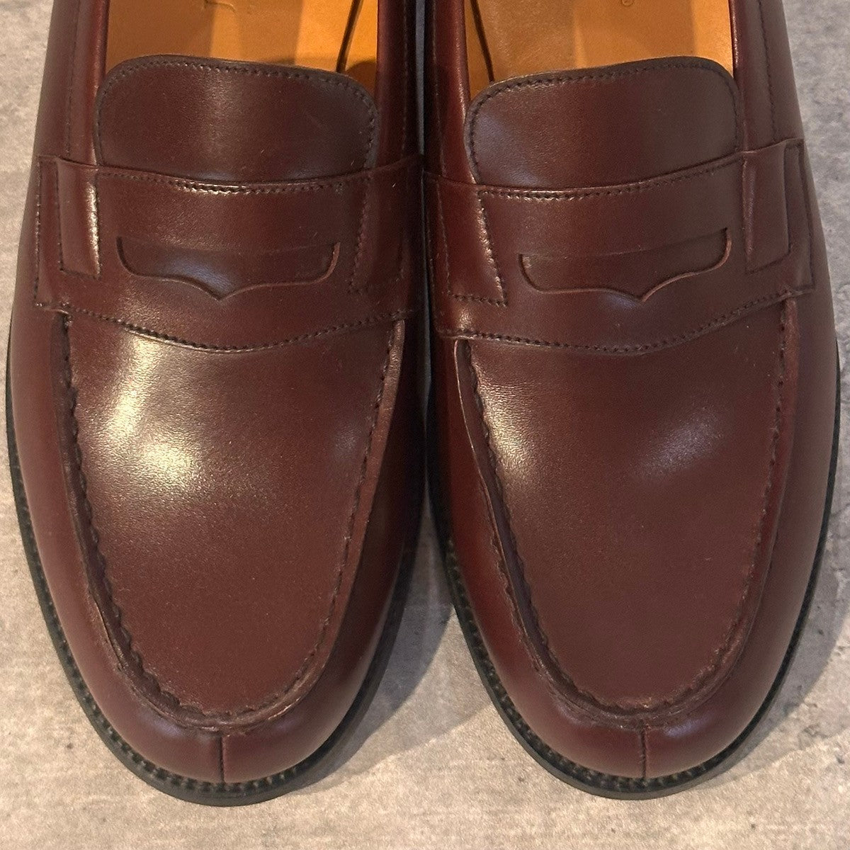 試着程度極美品【J.M.WESTON】ジェイエムウエストン 180 シグニチャーローファー ボックスカーフ バーガンディ サイズUK5.5C 41ラスト
