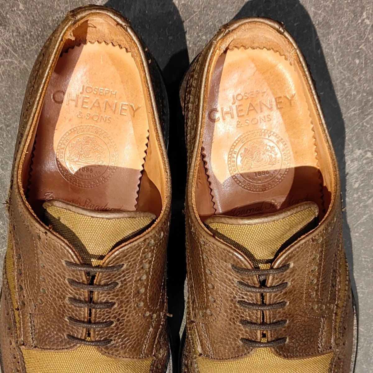 【JOSEPH CHEANEY】ジョセフチーニー ランポート ジャーナルスタンダード別注 ウイングチップ グレインレザー×スエードコンビ グリーン サイズUK7