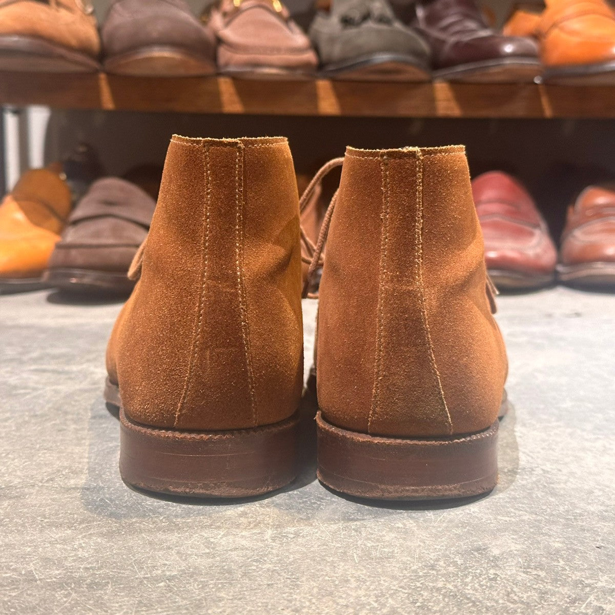 美品【CROCKETT&JONES】クロケット&ジョーンズ チャートシー チャッカブーツ スエード ブラウン サイズUK5.5E 224ラスト