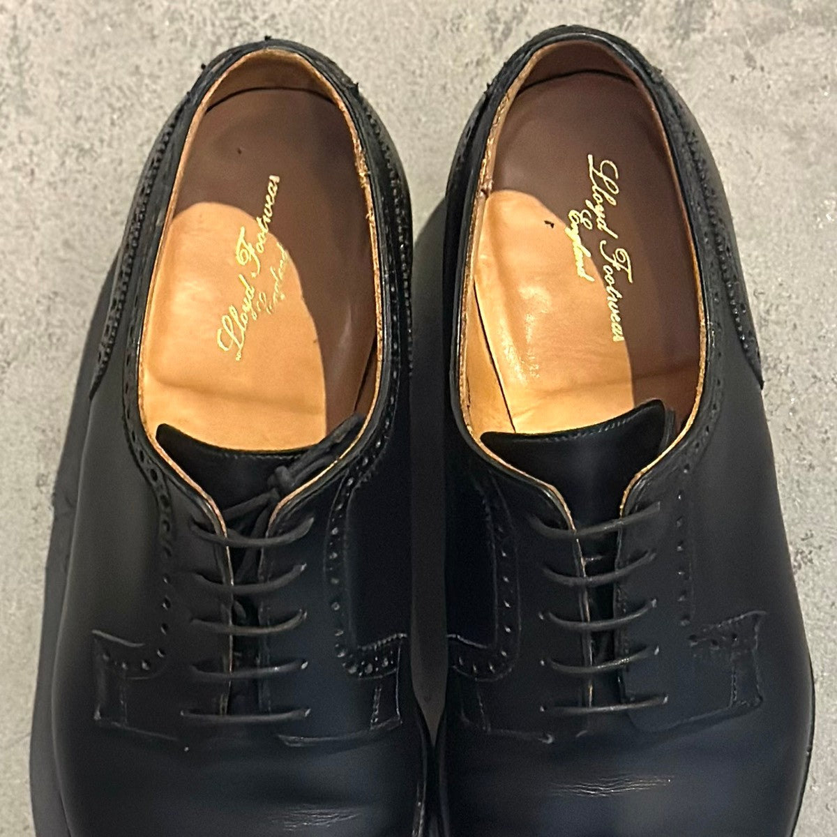 美品【Lloyd Footwear】ロイドフットウェア  セミブローグ BATTERSEA カーフ ブラック サイズ7.5