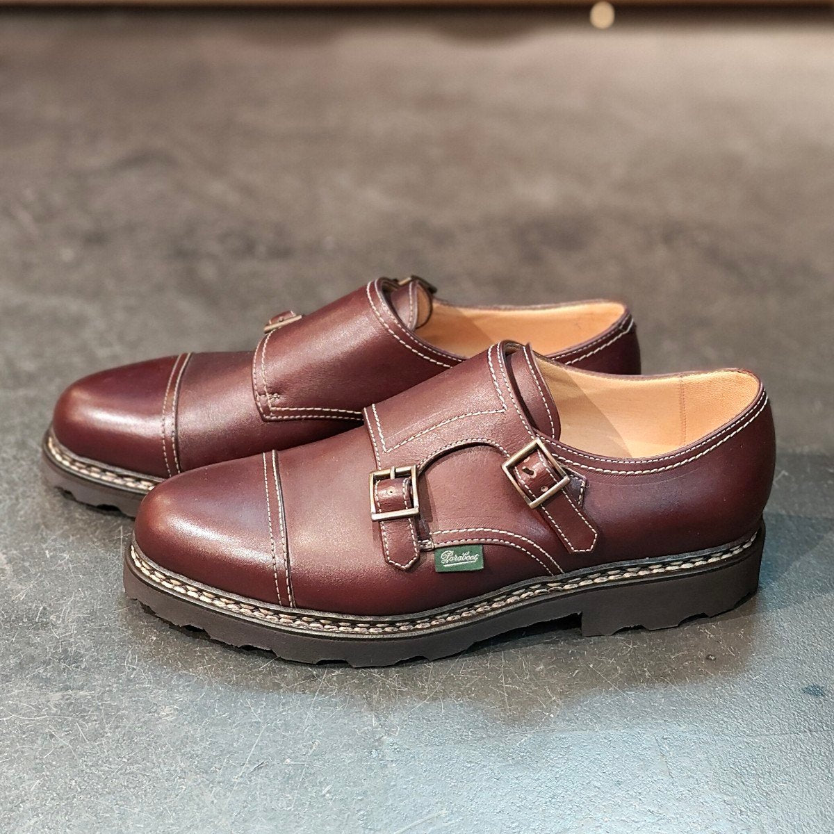 新品未使用 【Paraboot】パラブーツ ウィリアム ダブルモンク カーフ カフェ サイズ UK7 定価￥96,800-